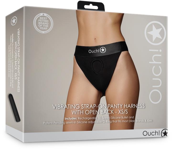 Produktbild Ouch! Vibrating Strap-on Panty Harness with Open Back - XS/S