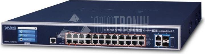 Produktbild Planet L3 24-Port 10/100/1000T 802.3bt PoE + 2-Port 10GBASE-T + 2-Port 10G SFP+ Managed Switch with (26 Ports)