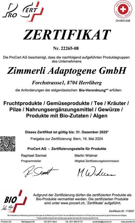 Produktbild Zimmerli Adaptogene Cordyceps Pulver (BIO) (1 Stück, Pulver, 100 g)