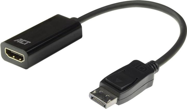 Actual product image ACT AC7555 Video Cable Adapter 0.15m DisplayPort HDMI Type A (Standard) Black (0.15 m, DisplayPort, 1.2)