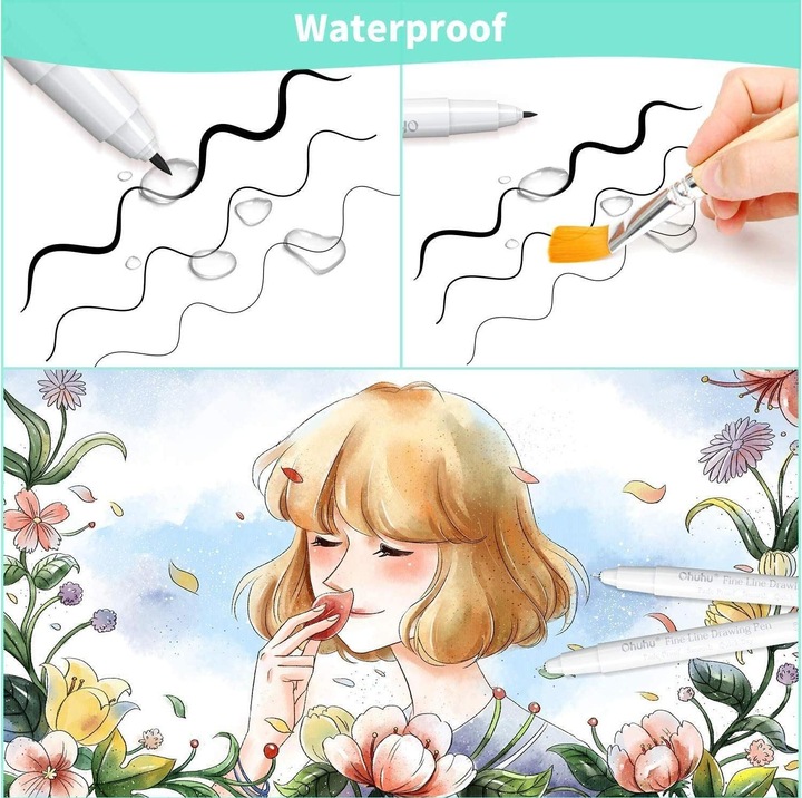 Produktbild Ohuhu Fineliner-Zeichenstifte (Schwarz, Weiss, 8 x)