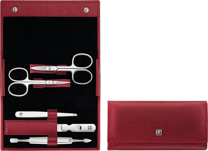 Actual product image Zwilling Push-button case, 5 pcs | leather | red (97438-003-0)