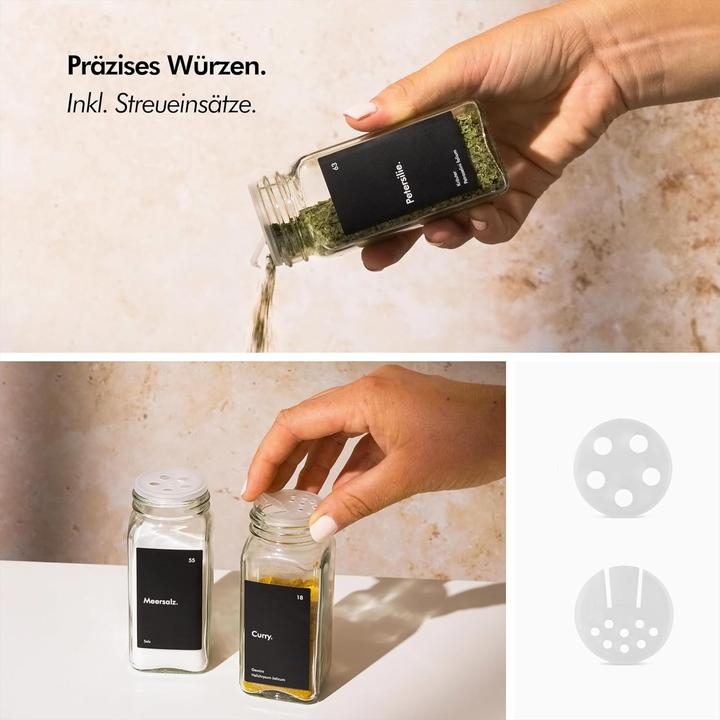Produktbild Kivy 24x Gewürzgläser mit Streueinsatz und Etiketten (0.12 l)