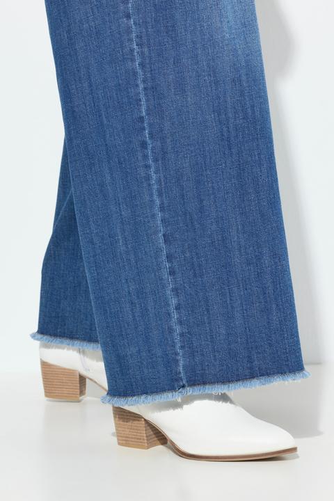 Produktbild Ulla Popken Jeans Mary, weites Bein, Fransensaum, Stretchdenim (52)