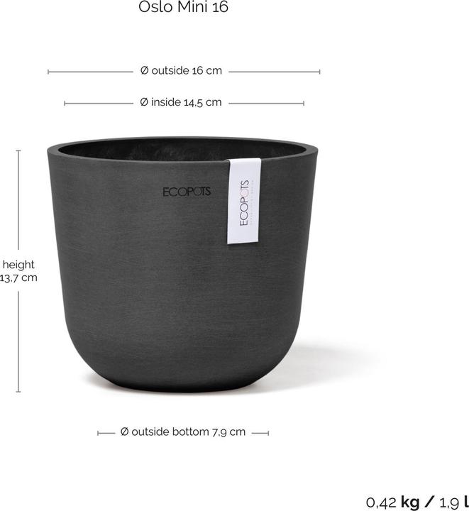 Immagine prodotto Ecopots Oslo Mini (16 cm)