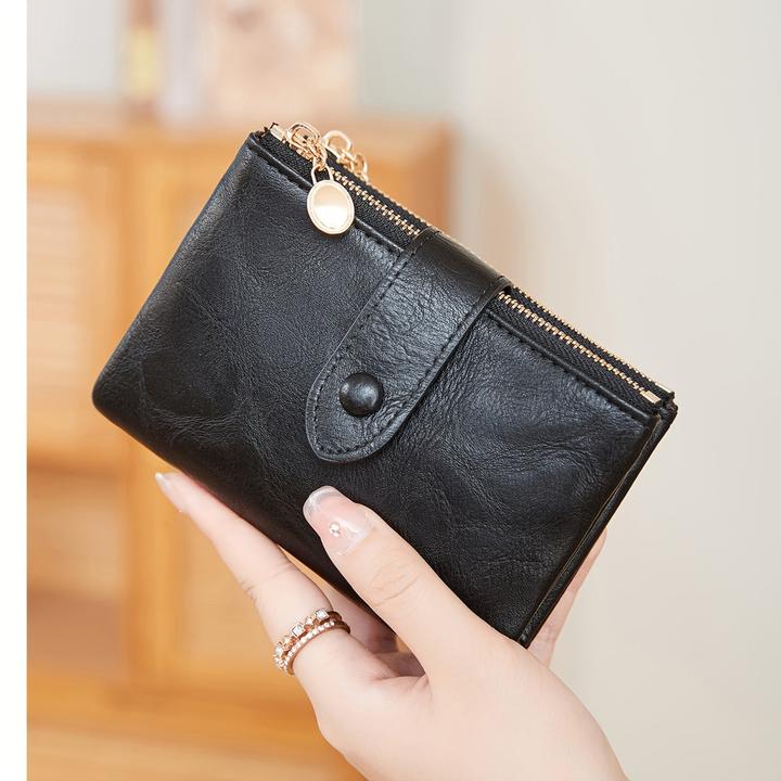 Only-Bags.Store Retro-Brieftasche mit Knopfverschluss, mehreren Kartenfächern, RFID-Blockierung, dreifach