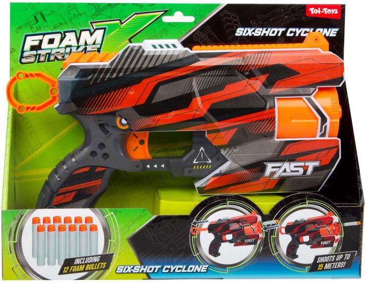 Toi-Toys Foam Strikex Launching Pistol Six-Shot Cyclone mit 12 Schaumstoffpfeilen