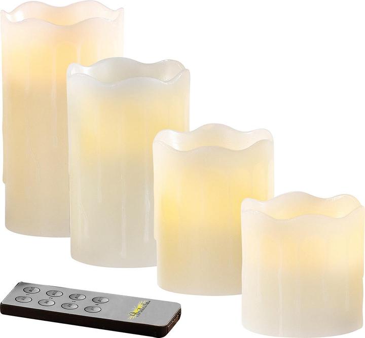 Image du produit Britesta 4 bougies en cire véritable LED vacillantes de hauteur graduelle, blanches (4 x)