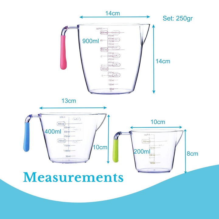 Actual product image Intirilife Pack of 3 measuring cups (900 ml)