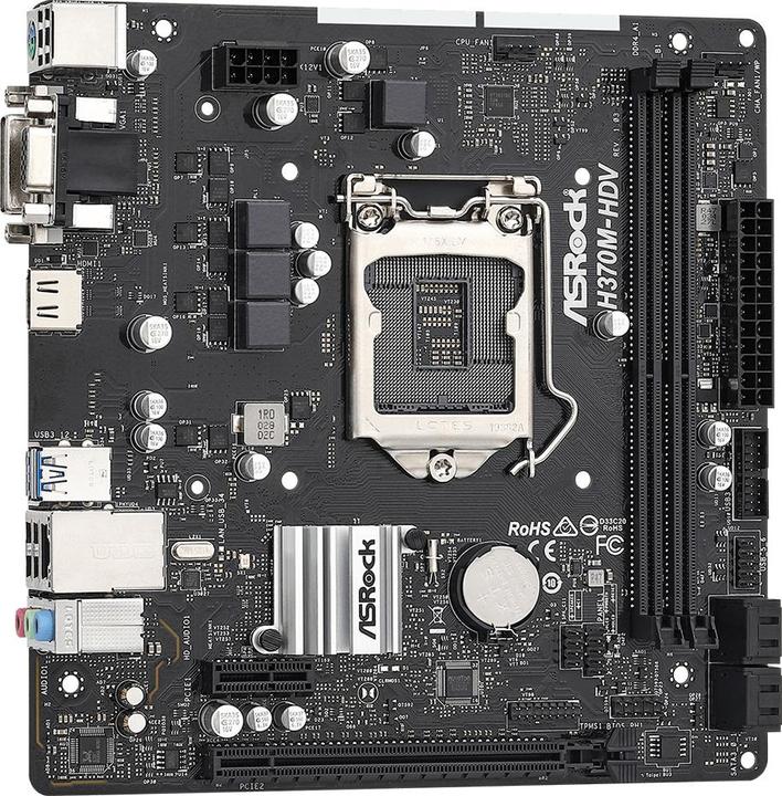 Actual product image AsRock H370M-HDV (LGA 1151, Intel H370, mATX)