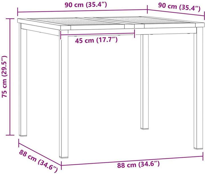 Produktbild vidaXL Esstisch (90 x 90 x 75 cm)