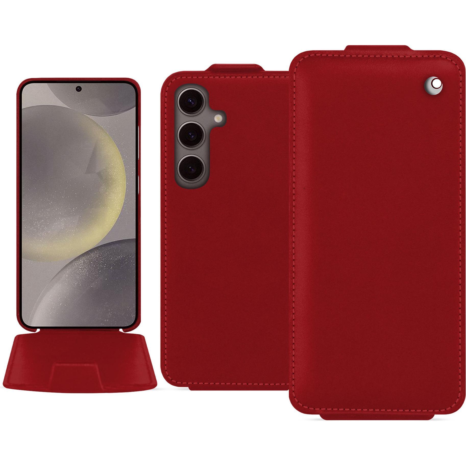 Noreve Lederschutzhülle vertikal (Samsung Galaxy S24+), Smartphone Hülle, Rot
