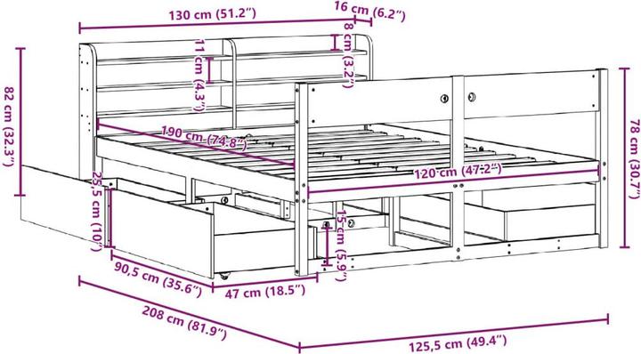 Image du produit vidaXL Bettgestell (120 x 190 cm)