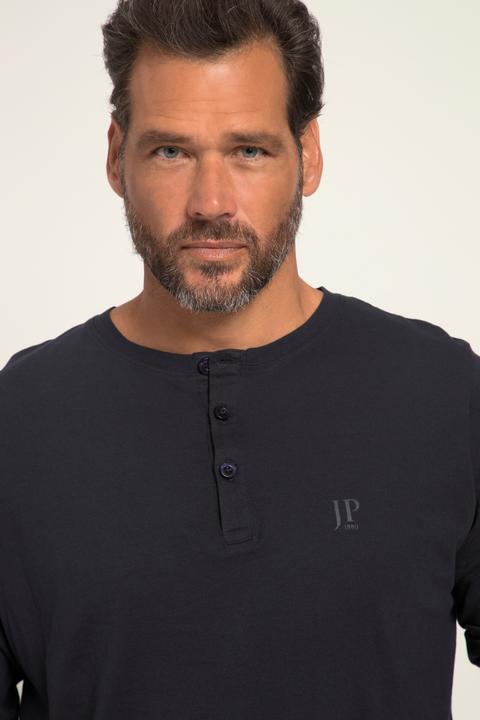 Actual product image JP1880 Henley, Basic, Top, Long-sleeve, Button placket, Up to 8XL (3XL)