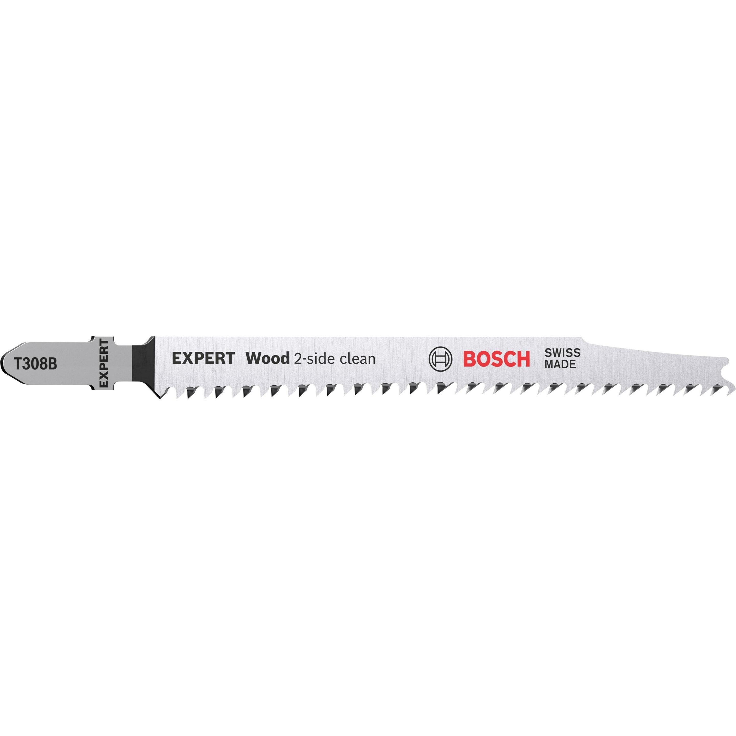 Bosch Professional Zubehör, Sägeblatt, EXPERT ‘Wood 2-side clean’ T 308 B Stichsägeblatt, 3 Stück