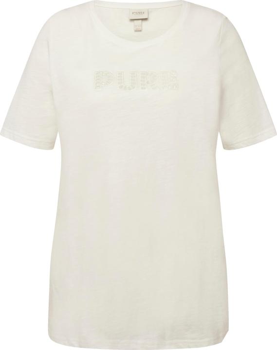 Image du produit Ulla Popken T-shirt avec broderie PURE. Décolleté rond, manches courtes. Coton bio. (56)