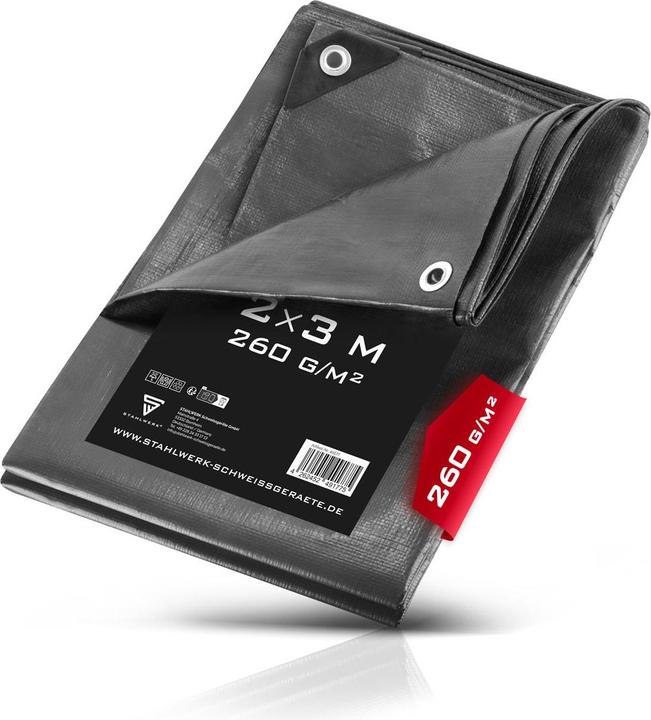 Stahlwerk Abdeckplane mit Ösen 2 x 3 m 260 g/mÂ² wasserdichte Schutzplane