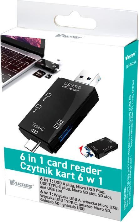 Produktbild Vakoss USB-/MicroUSB-/USB-C-Leser (TC-R425X) (Micro USB, USB 3.0, USB-C)