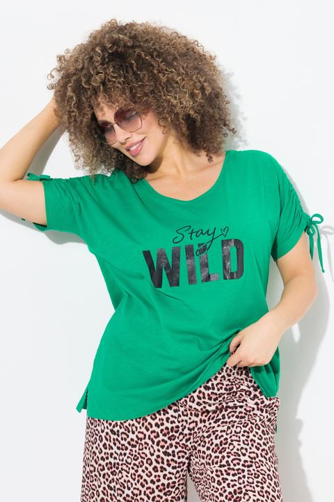 Produktbild Ulla Popken T-Shirt, Schriftzug, Oversized, Rundhals, Raffband (46, 48)