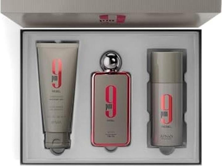Actual product image Afnan 9pm Rebel Eau De Parfum 100 Ml Deodorant Spray 150 Ml And Shower Gel 150 Ml (Perfume set)