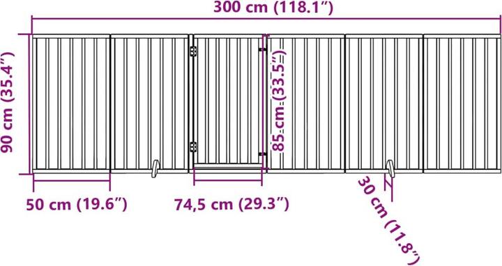 Produktbild VidaXL Hundetor mit Tür Faltbar Hundegitter Schutzgitter 6-tlg. Pappelholz (6 cm)