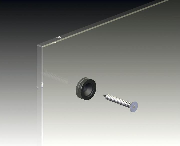 Produktbild Längle Glas-System Glaspunkthalter Mini, 20 mm,6 - 8 mm Glas,Kunststoff transparent/Kappe Edelstahl (1 Stk.)