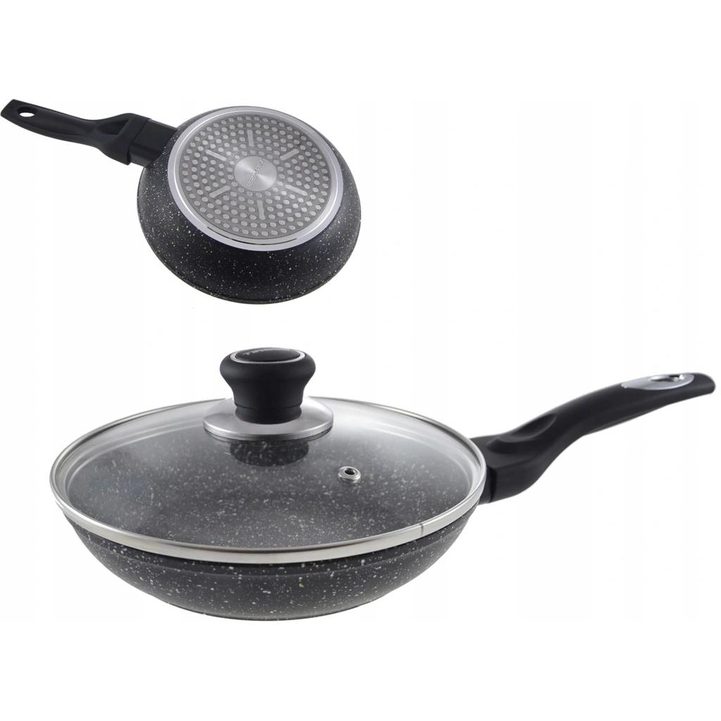 Tiross TYROSS PAN MARMOR WITH COVER 28cm TS-1256P, Pfanne + Kochtopf, Schwarz