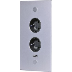 Thebo, Steckdose, Eck-Steckdosenelement RIVA 2f Steckdose, 1 USB Port, Edelstahl, 2m