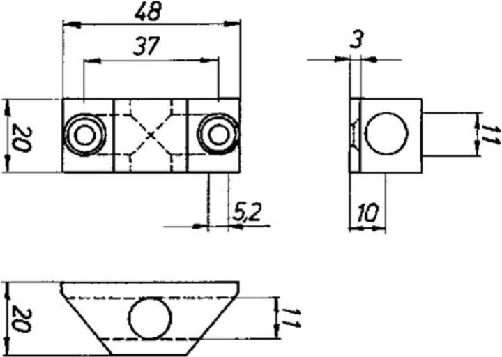 Image du produit Deni Guide-barre pour support Vario pour barre ronde 10 mm argent anodisé
