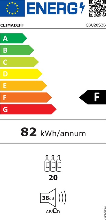 Energy Label Climadiff Wine refrigerator CBU20S2B