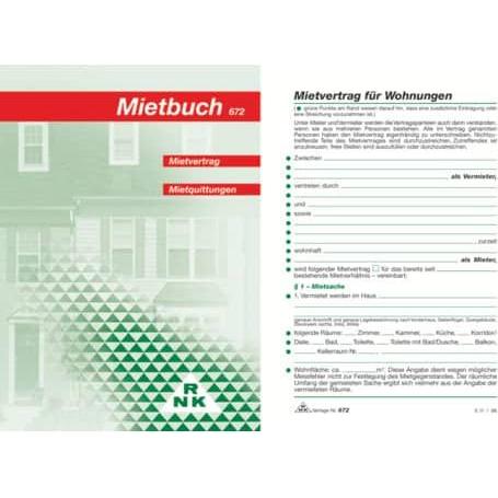 Rnk Mietvertragsheft, Mietbuch mit Hausordnung+Mietquittungen,120x170mm,32 Blatt (32 x) (23322381)