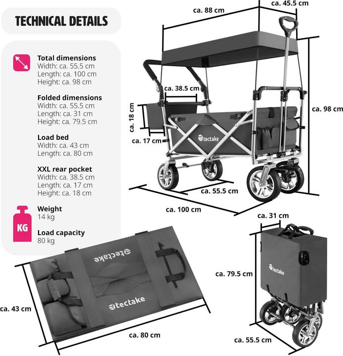 Actual product image tectake Nico Collapsible Handcart