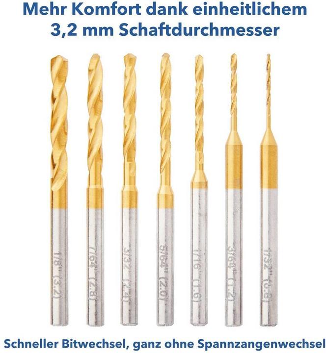 Dremel 628DM Präzisions-Bohrerset 7-tlg. (0.8 mm, 1.2 mm, 1.6 mm, 2 mm, 2.4 mm, 2.8 mm, 3.2 mm)