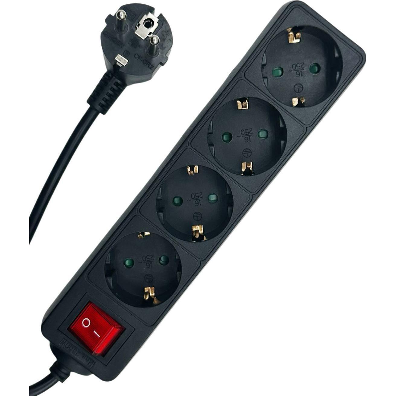 Thumbnail - MicroConnect, Steckdosenleiste, 4-way Schuko Socket on/off (4 x, CEE 7/3, 5 m)