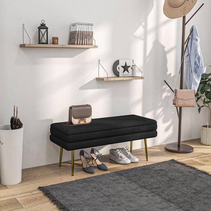 Actual product image Swisshandel24 Sitzbank Polsterbank, mit Stauraum, Stahl, 100 cm x 37,5 cm x 42 cm, Schwarz (100 cm)