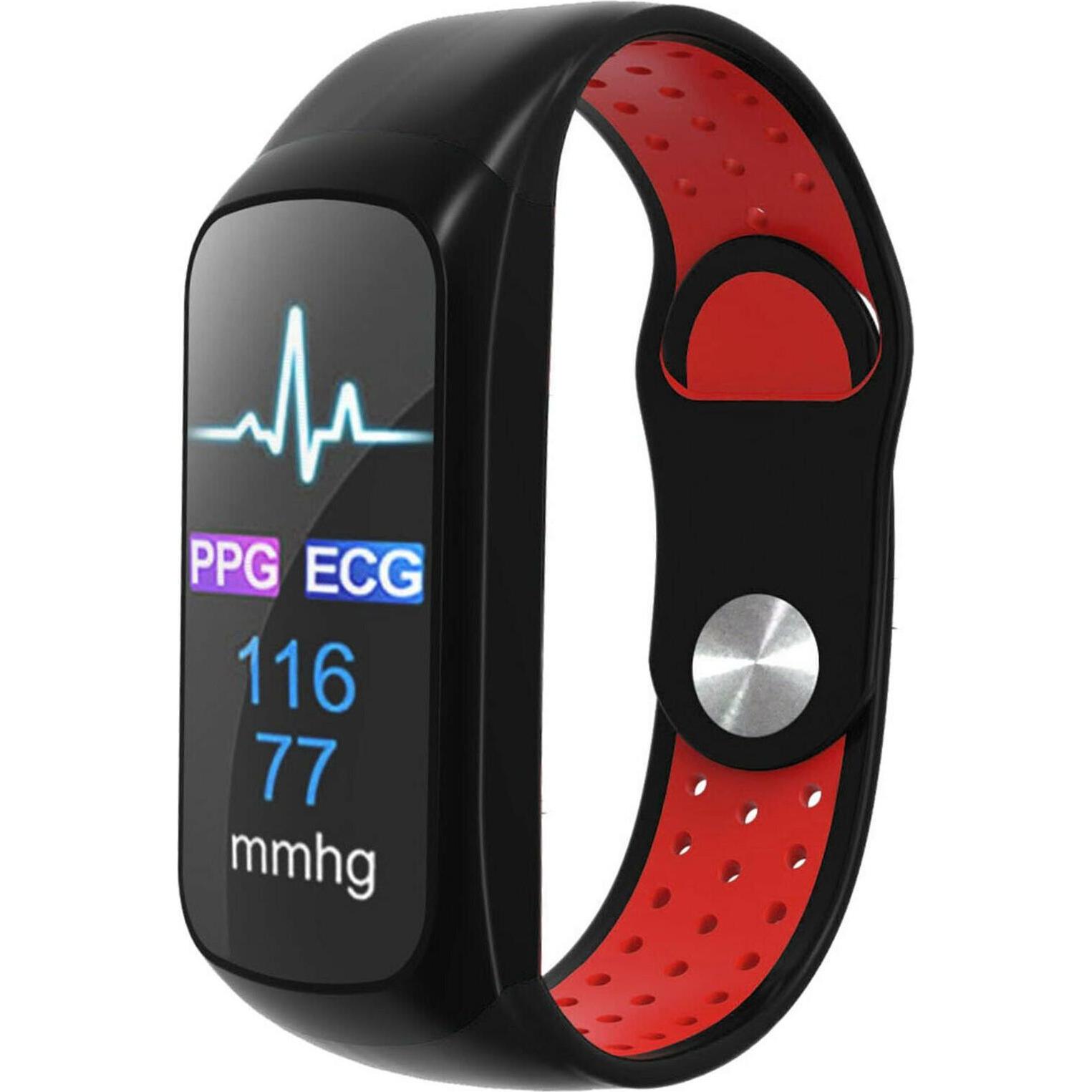 Strap-it Sportarmband (Silikon, Galaxy Fit), Uhrenarmband, Mehrfarbig, Rot, Schwarz