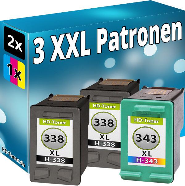 Produktbild Druckfuxx 3 XL TINTE PATRONEN für HP 338 343 OfficeJet 6205 6210 7210 7310 7410 H470 K7100