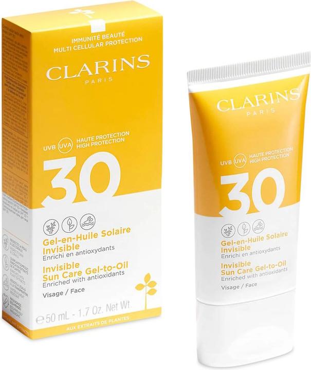 Immagine prodotto Clarins Sole - Gel-en-Huile Solaire Invisible Visage SPF30 (Crema solare viso, SPF 30, 50 ml, 72 g)