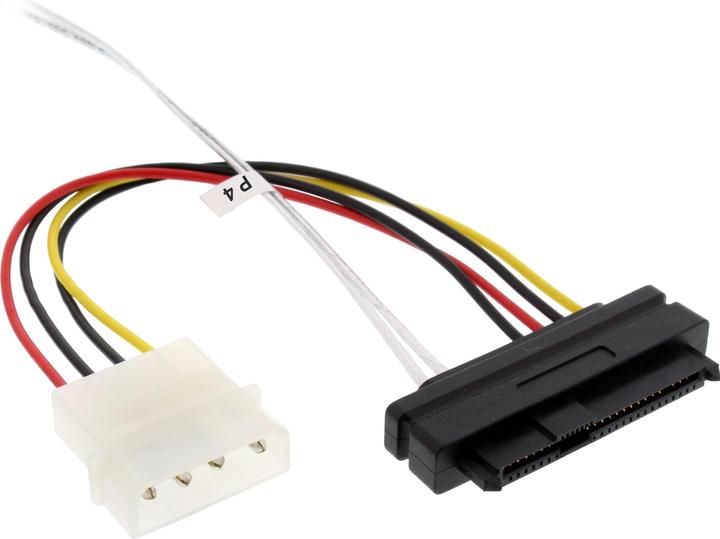 Image du produit InLine Câble Mini SAS HD, SFF-8643 coudé vers 4x SFF-8482 (29 broches) + alimentation, 0,5m
