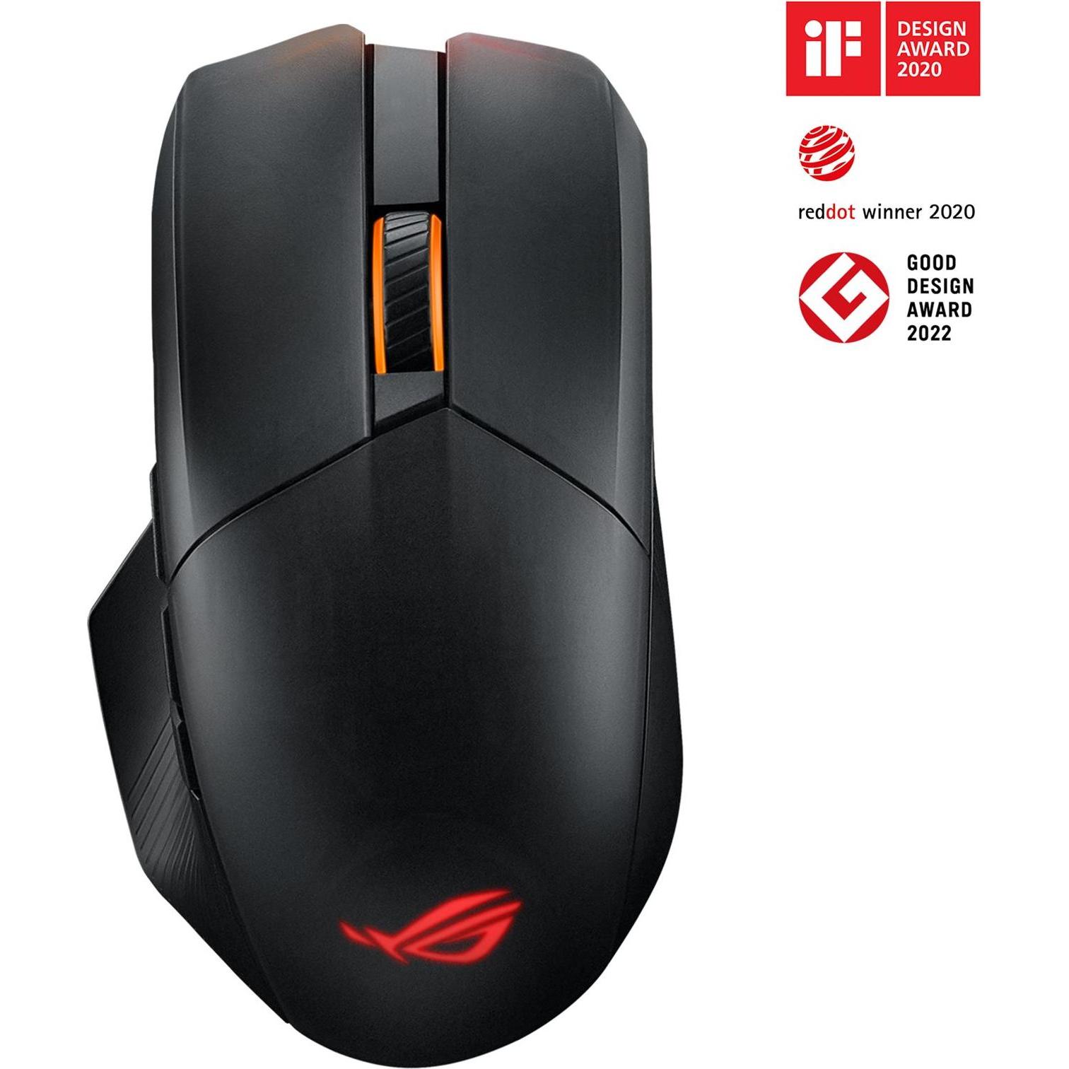 ASUS ROG Chakram X Origin (Kabellos, Kabelgebunden), Maus, Silber, Schwarz