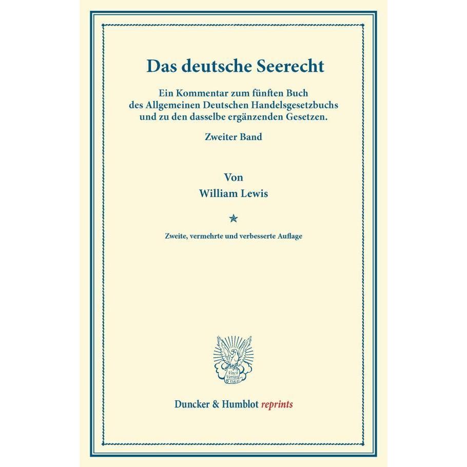 Das deutsche Seerecht., Fachbücher von William Lewis