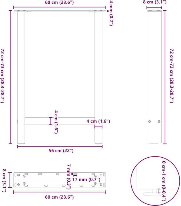 Actual product image vidaXL Esstischbein