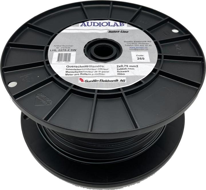 Produktbild Audioraq Lautsprecherkabel AUDIOLAB 2 x 0.75 mm² 200m Rolle Schwarz (0.75 mm²)