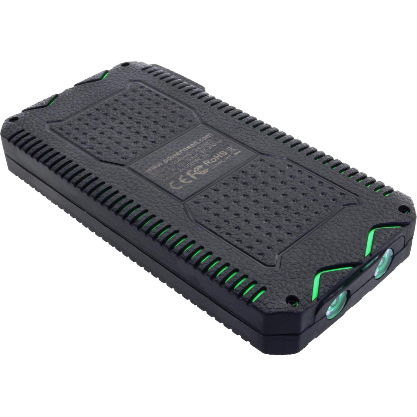 Powerneed S12000G power bank Lithium Polymer LiPo 12000 mAh Black Green (12000 mAh, 1 W, 44.40 Wh), Powerbank, Schwarz, ...