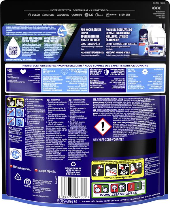 Actual product image Finish Quantum Plus dishwasher tabs (Tabs, 55 x)
