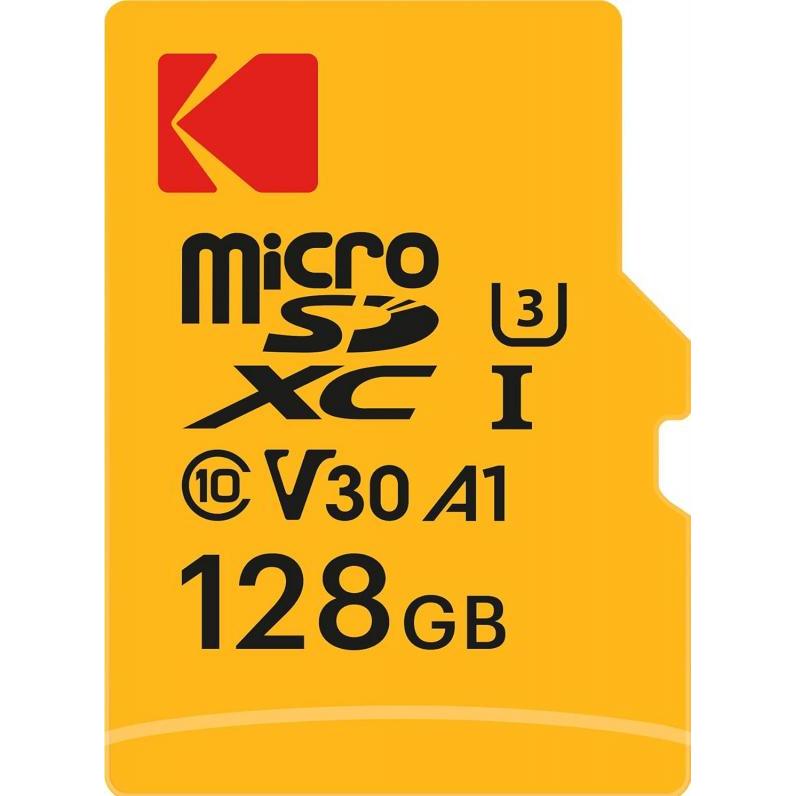 Kodak SD MICRO 128GB CL10 UHS-I U3 V30 A1 ULTRA CON ADATTATORE (128 GB, microSDXC, U3, UHS-I), Scheda di memoria