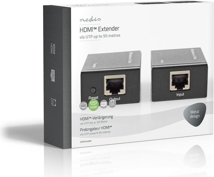Actual product image Nedis HDMI T Extender Over CAT6 up to 60.0 m 1080p 1.65 Gbps Metal Anthracite (1 m)