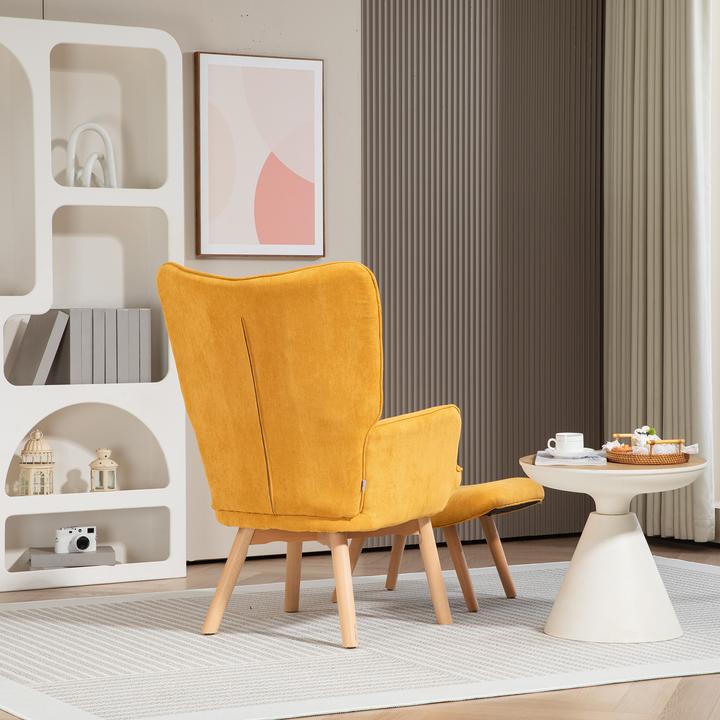 Produktbild Homcom Ohrensessel mit Hocker Kord Orange