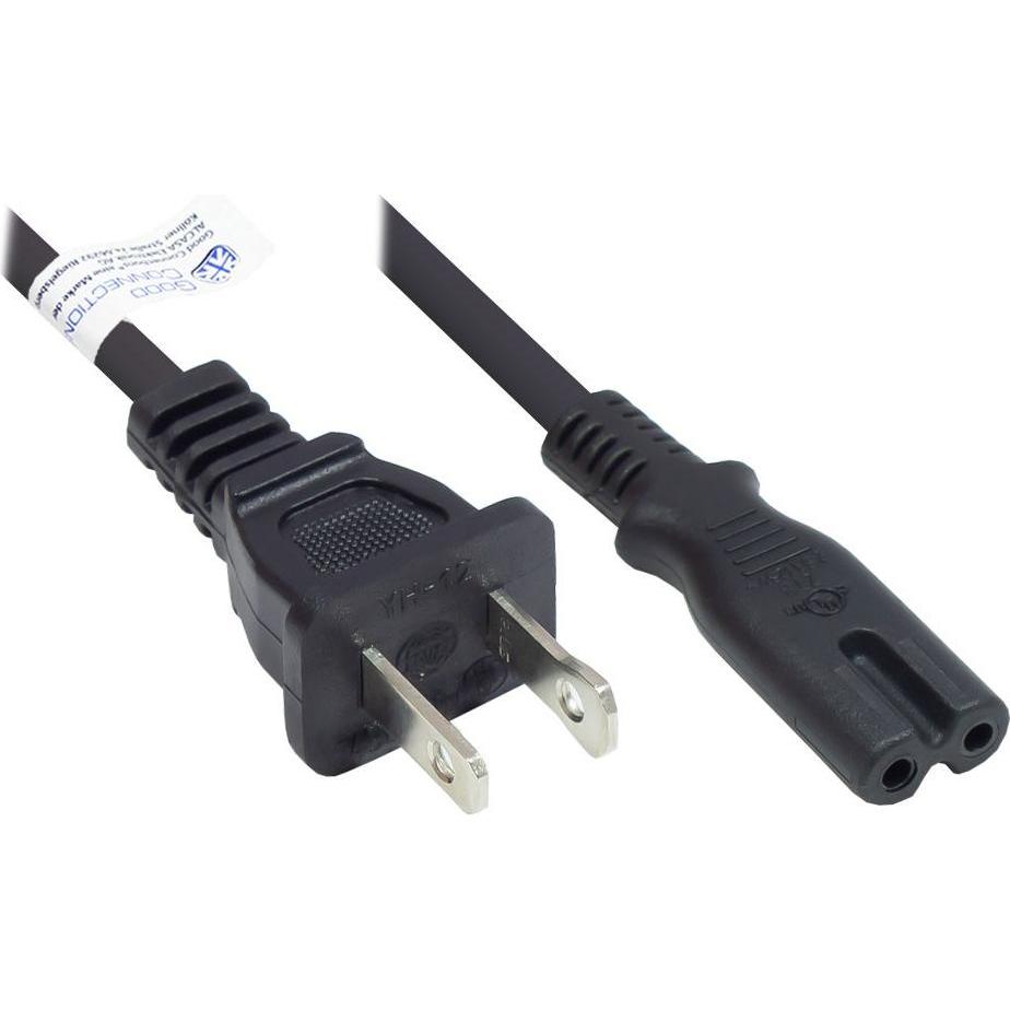 Good Connections Alcasa P4070-S018 Cavo di alimentazione nero 1,8 m accoppiatore NEMA 1-15P C7 (1.80 m), Cavo di alimentazione, Nero