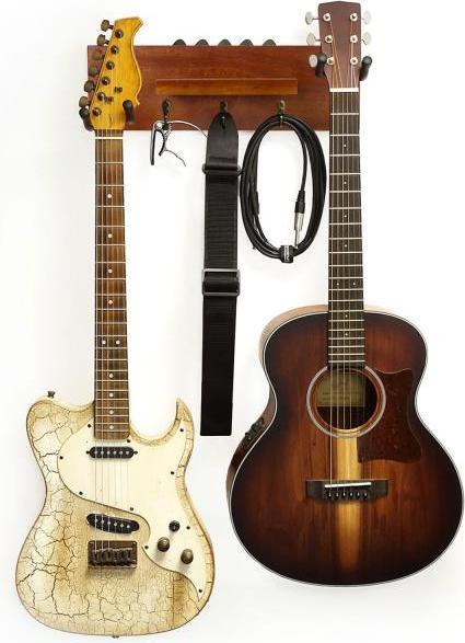 Produktbild keepdrum keepdrum Gitarren-Wandhalterung Mahagoni für 2 Gitarren und Zubehör
